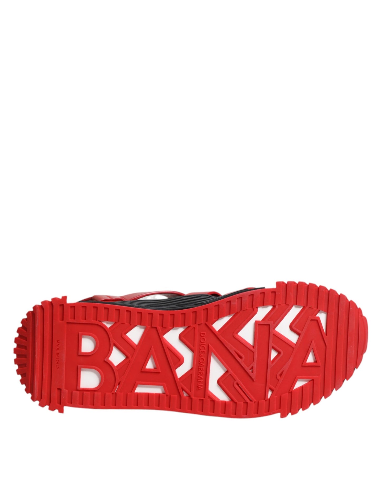Dolce & Gabbana Red Black Leather Ankle Strap Sandals