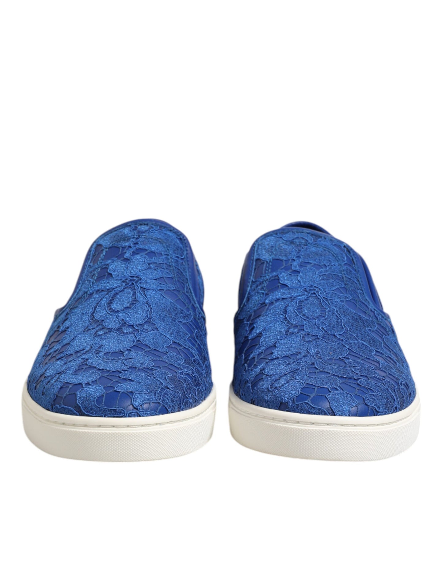 Dolce & Gabbana Blue Leather Lace Slip On Sneakers