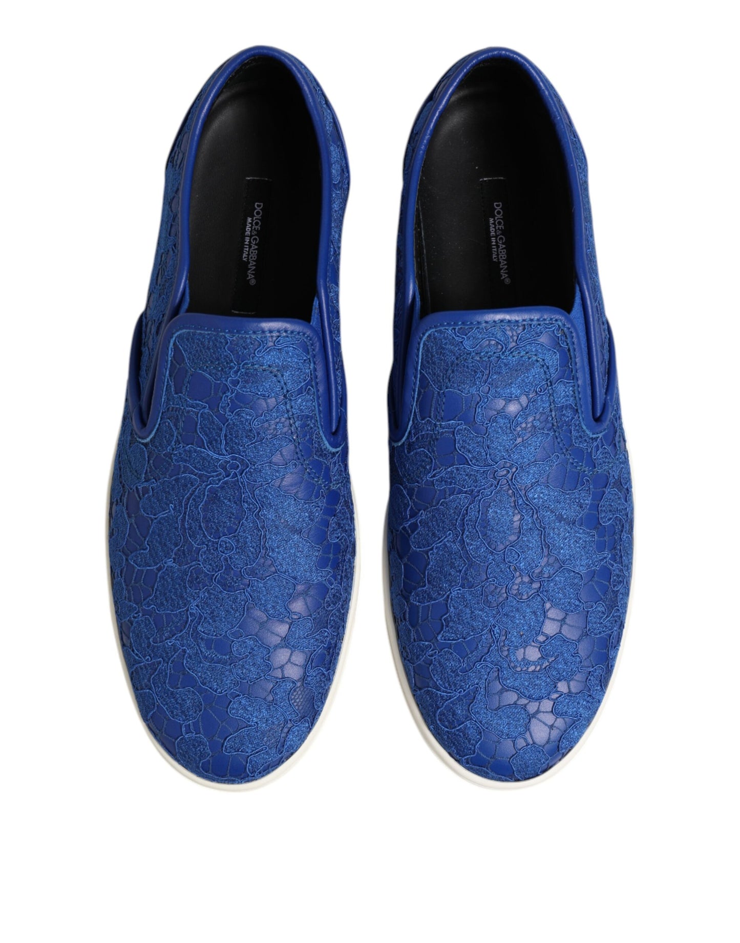 Dolce & Gabbana Blue Leather Lace Slip On Sneakers