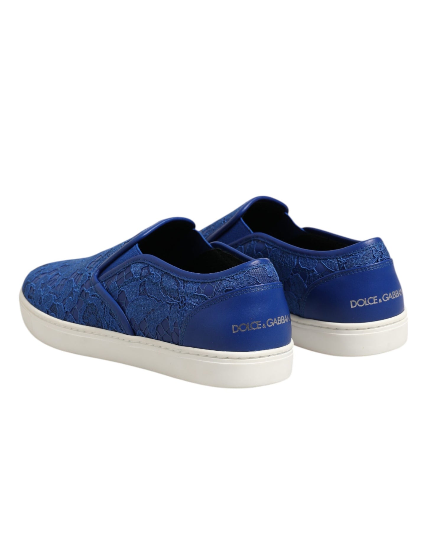 Dolce & Gabbana Blue Leather Lace Slip On Sneakers