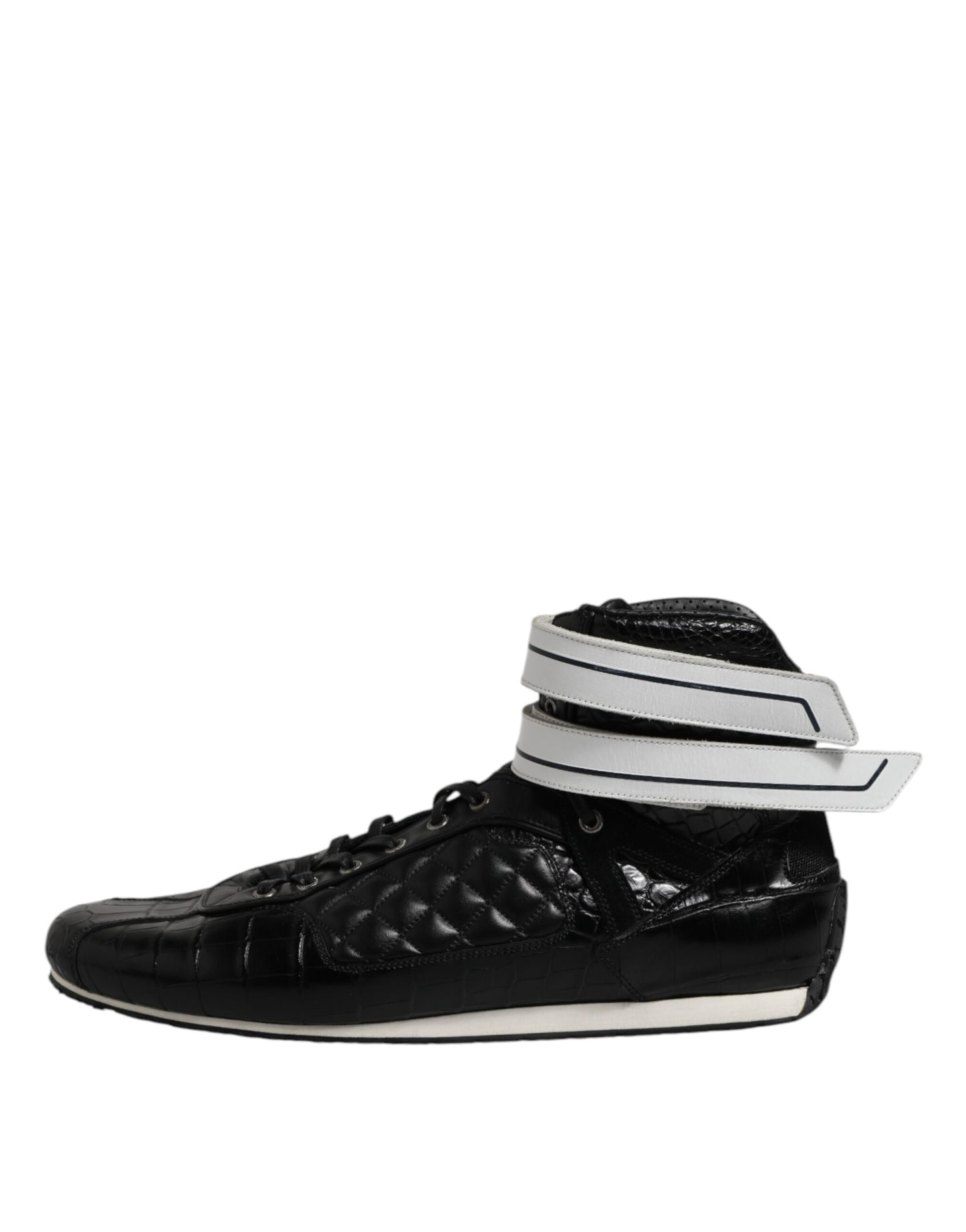 Dolce & Gabbana Black Quilted Leather Lace Up Sneakers