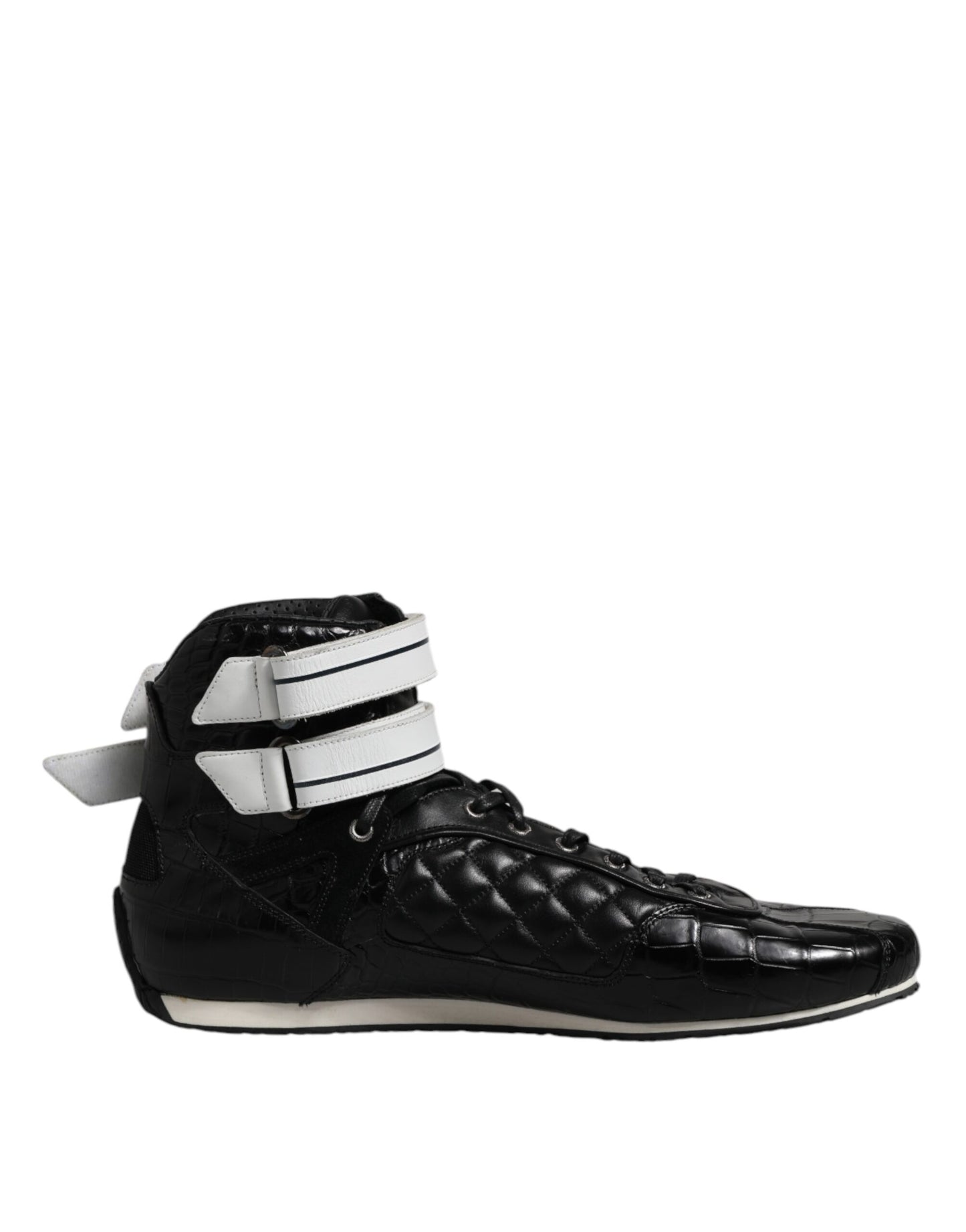 Dolce & Gabbana Black Quilted Leather Lace Up Sneakers
