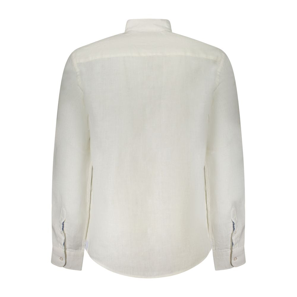 North Sails White Linen Shirt - Long Sleeve Korean Collar