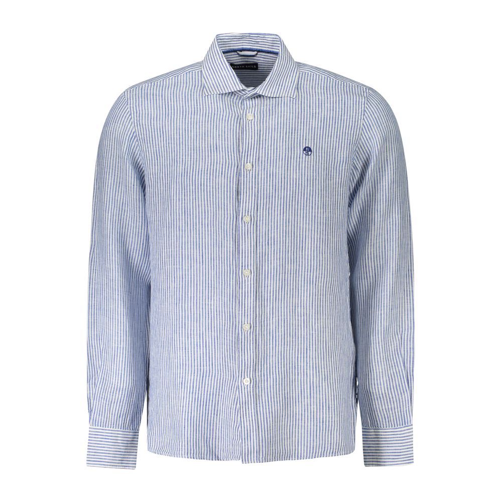 North Sails Blue Linen Shirt - Versatile Long Sleeve Striped Shirt