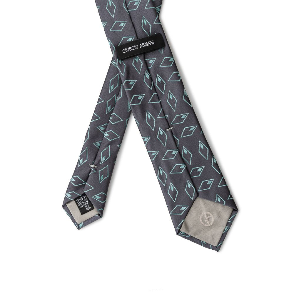 Giorgio Armani Anthracite Silk Tie with Geometric Design
