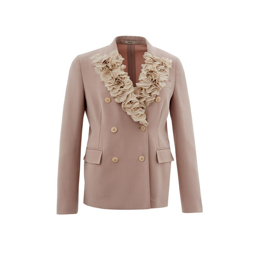 Lardini Double Breasted Ruffled Collar Jacket