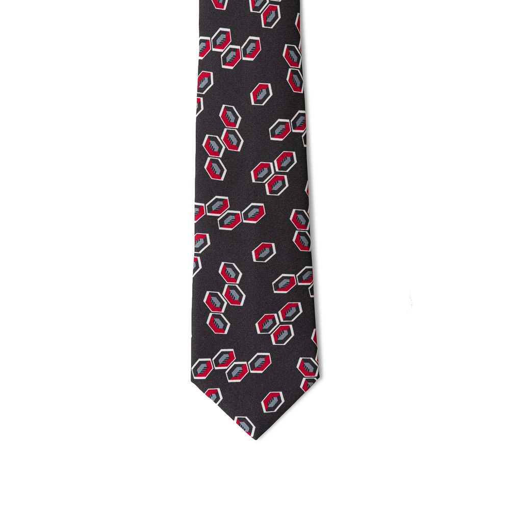 Giorgio Armani Anthracite Silk Tie with Multicolour Geometries