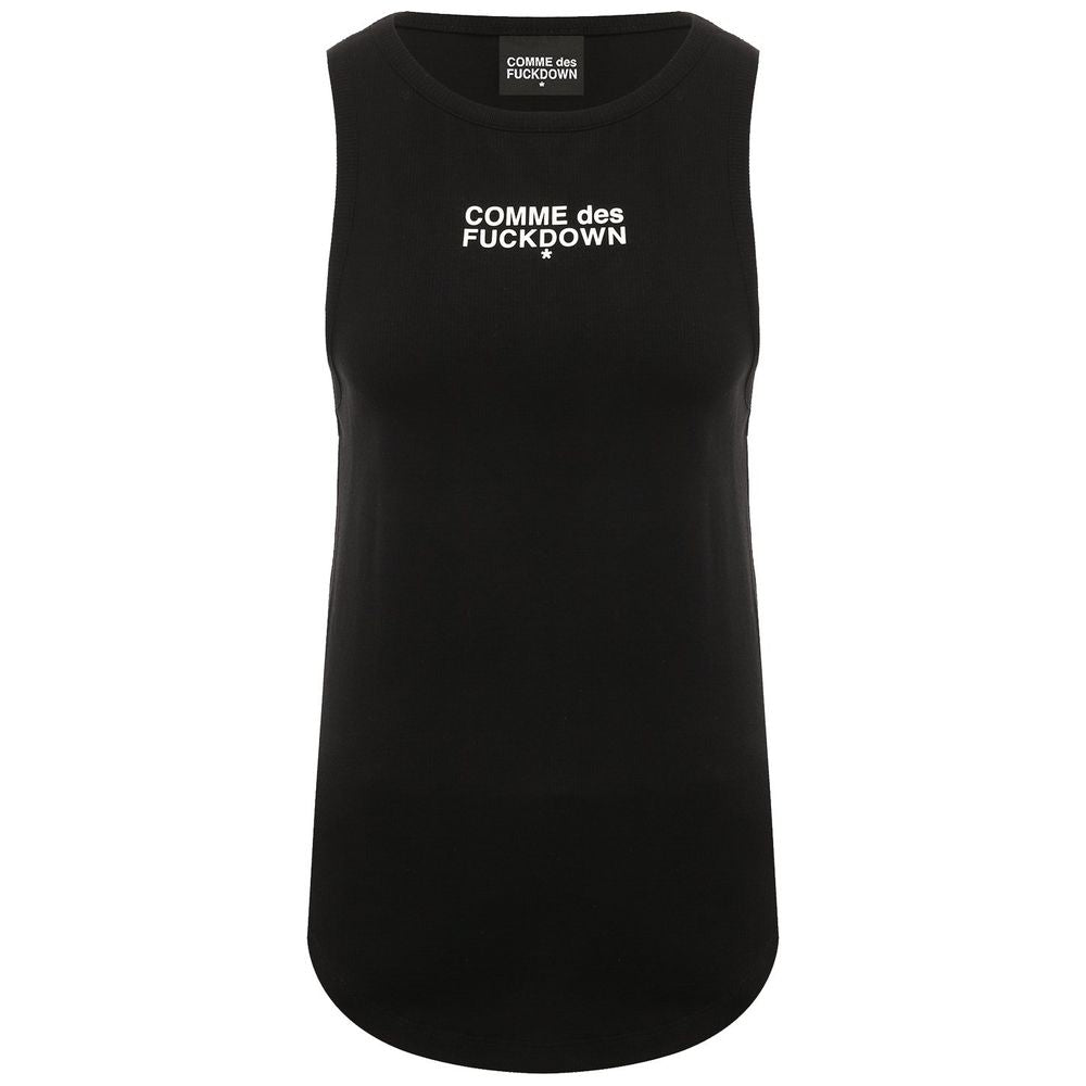 Comme Des Fuckdown Black Cotton Rib Tank Top