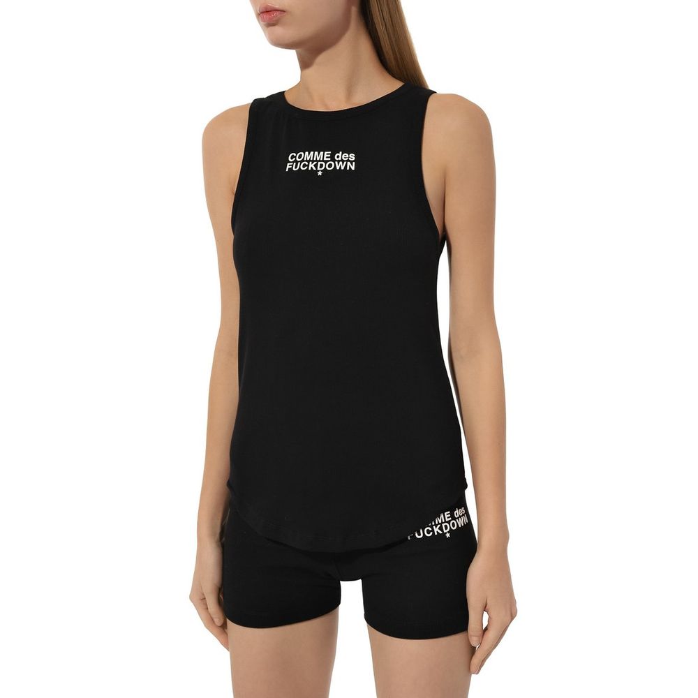 Comme Des Fuckdown Black Cotton Rib Tank Top