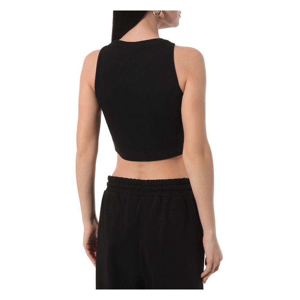 Comme Des Fuckdown Black Cotton Ribbed Cropped Top