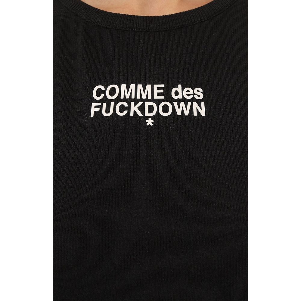Comme Des Fuckdown Black Cotton Rib Tank Top