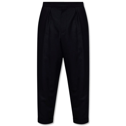 Balmain Black Cotton Trousers with White Side Stripes