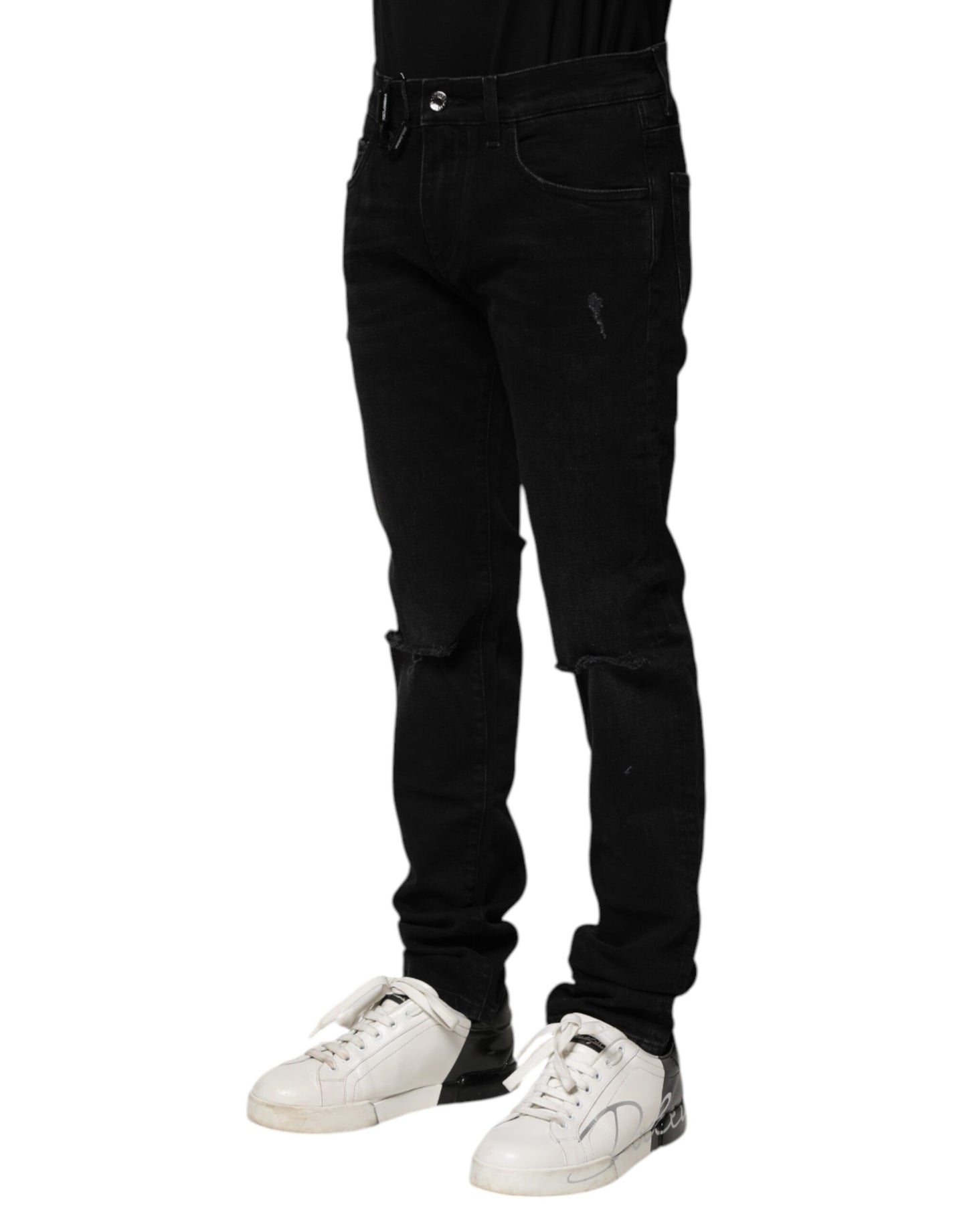 Dolce & Gabbana Black Cotton Skinny Denim Jeans for Men