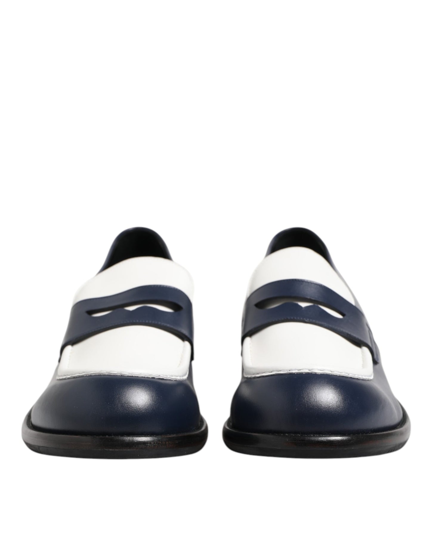 Dolce & Gabbana Black and White Leather Slip-On Loafers for Men