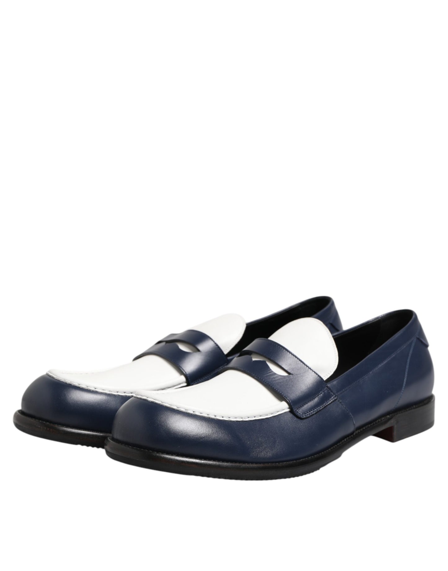 Dolce & Gabbana Black and White Leather Slip-On Loafers for Men