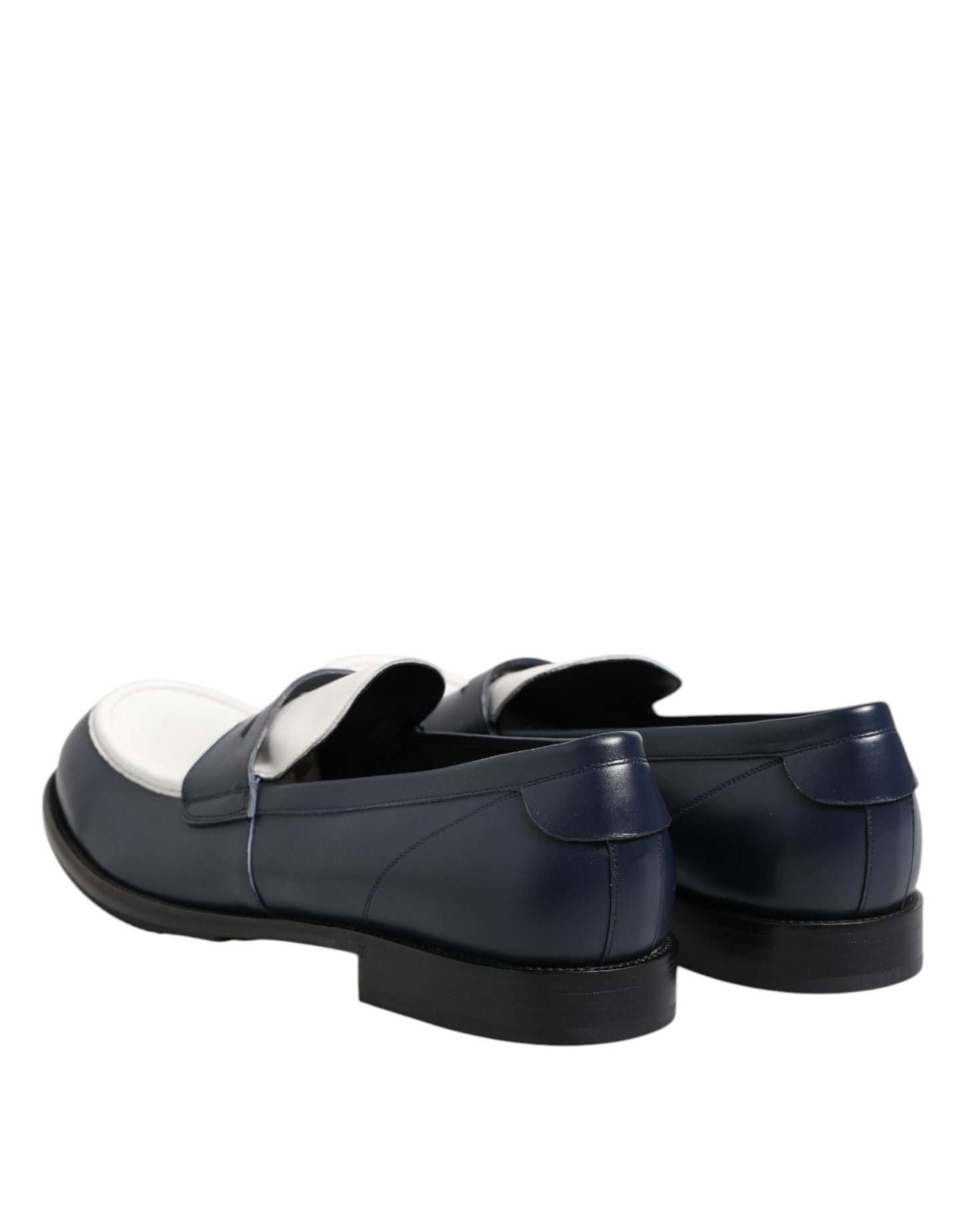Dolce & Gabbana Black and White Leather Slip-On Loafers for Men