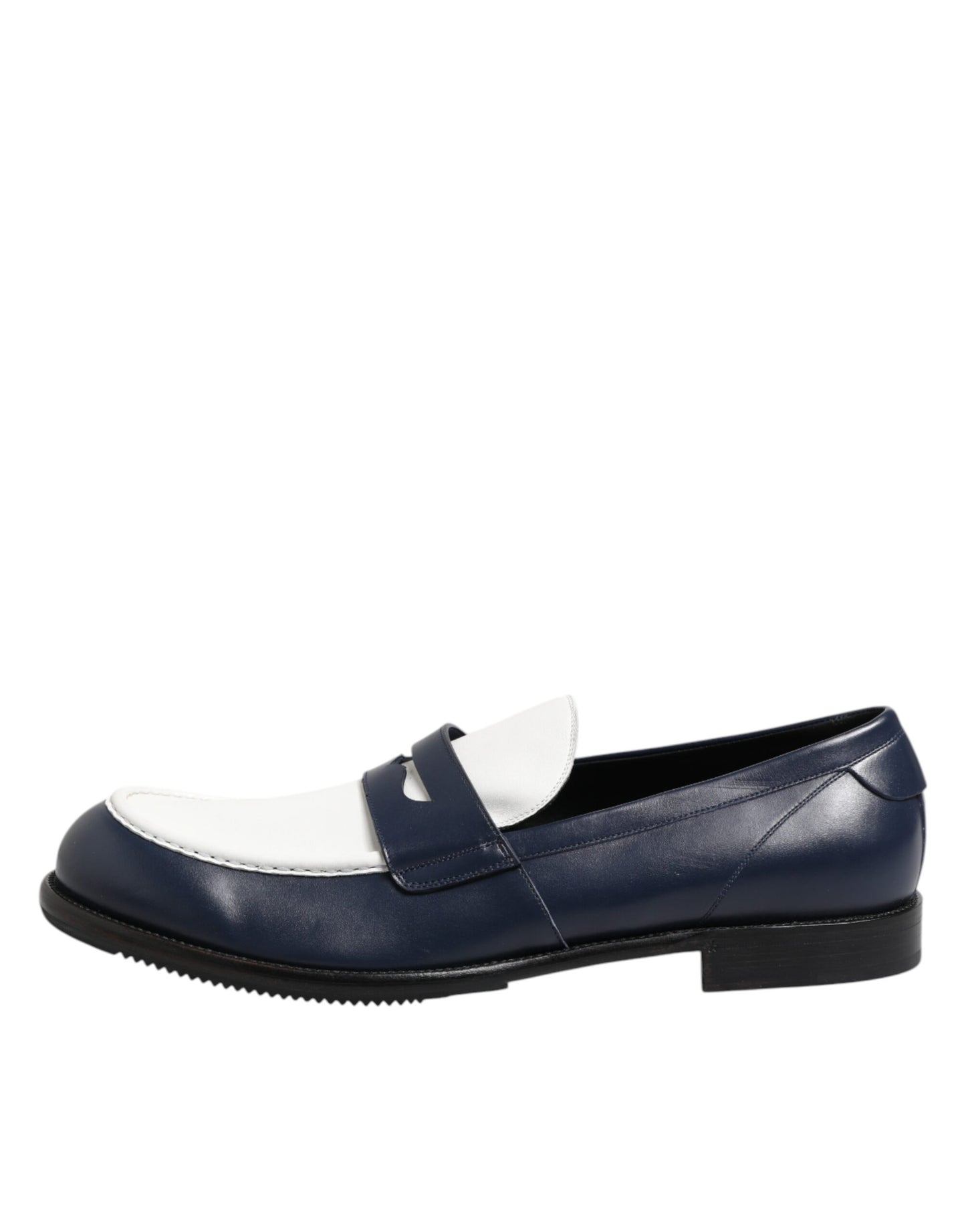 Dolce & Gabbana Black and White Leather Slip-On Loafers for Men