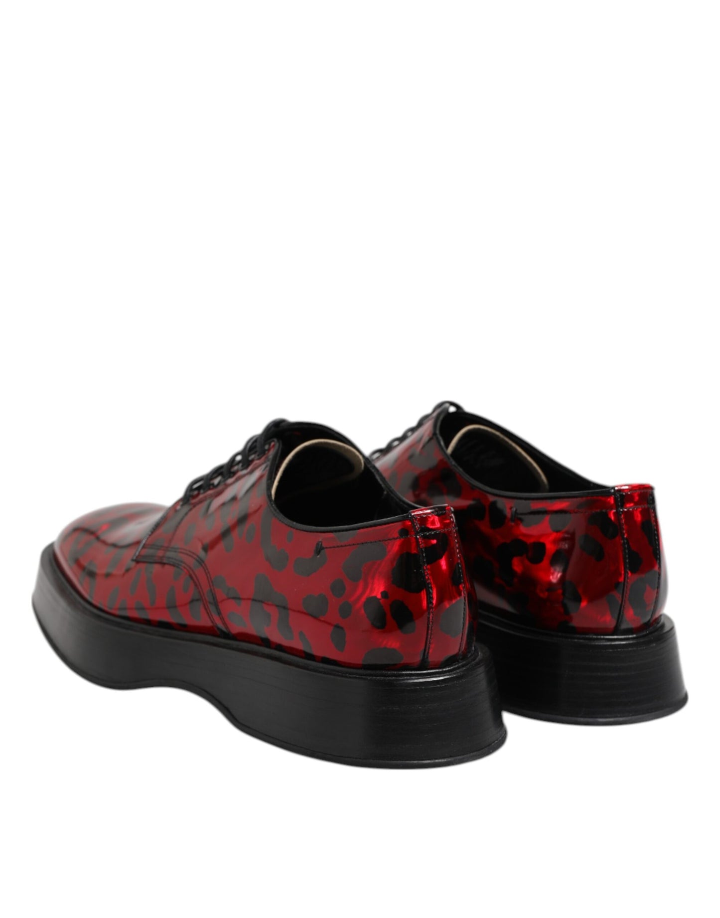 Dolce & Gabbana Red Leopard Derby Dress Shoes for Men