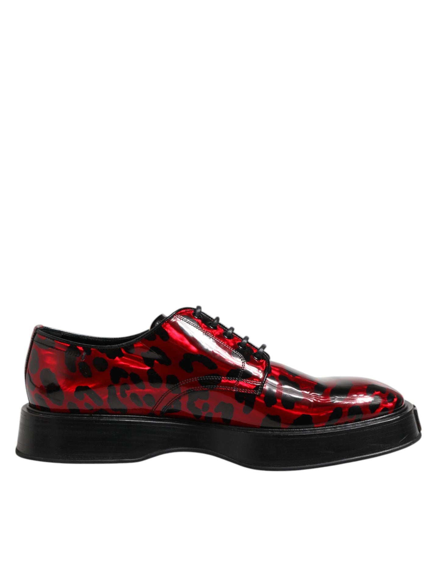 Dolce & Gabbana Red Leopard Derby Dress Shoes for Men