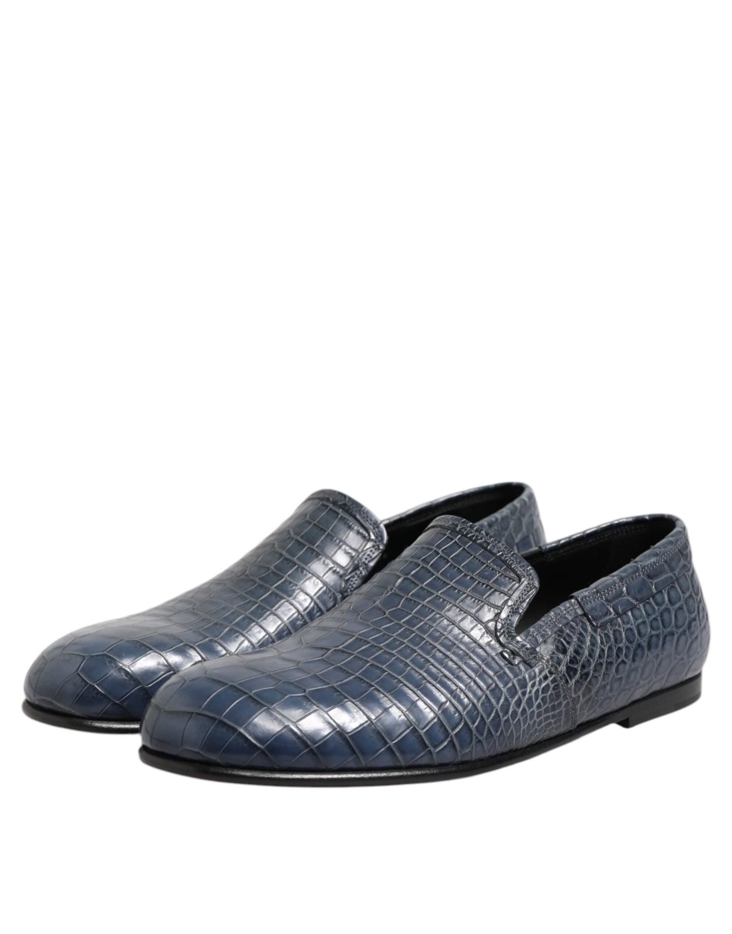 Dolce & Gabbana Blue Exotic Leather Slip On Loafers for Men