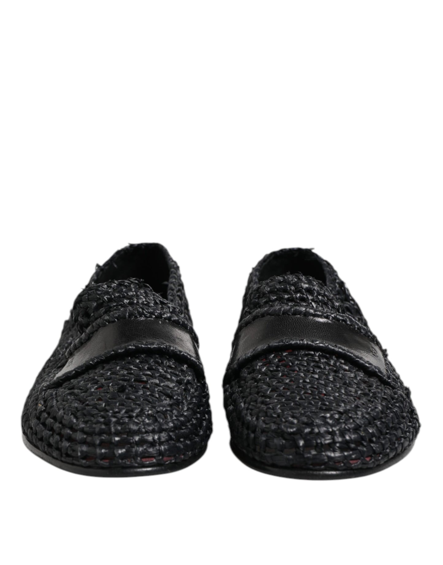 Dolce & Gabbana Black Woven Leather Slip On Loafers for Men
