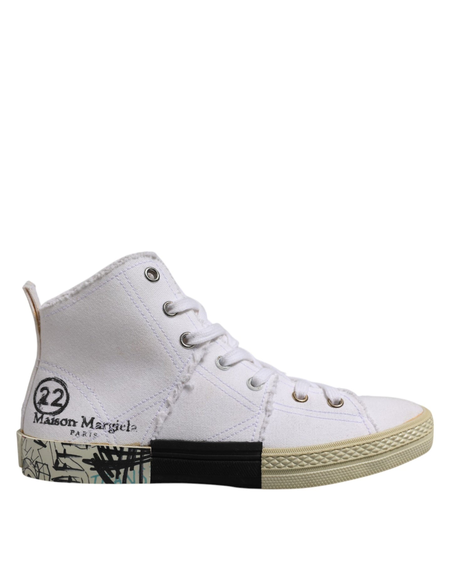 Maison Margiela White Lace Up Mid Top Women Sneakers