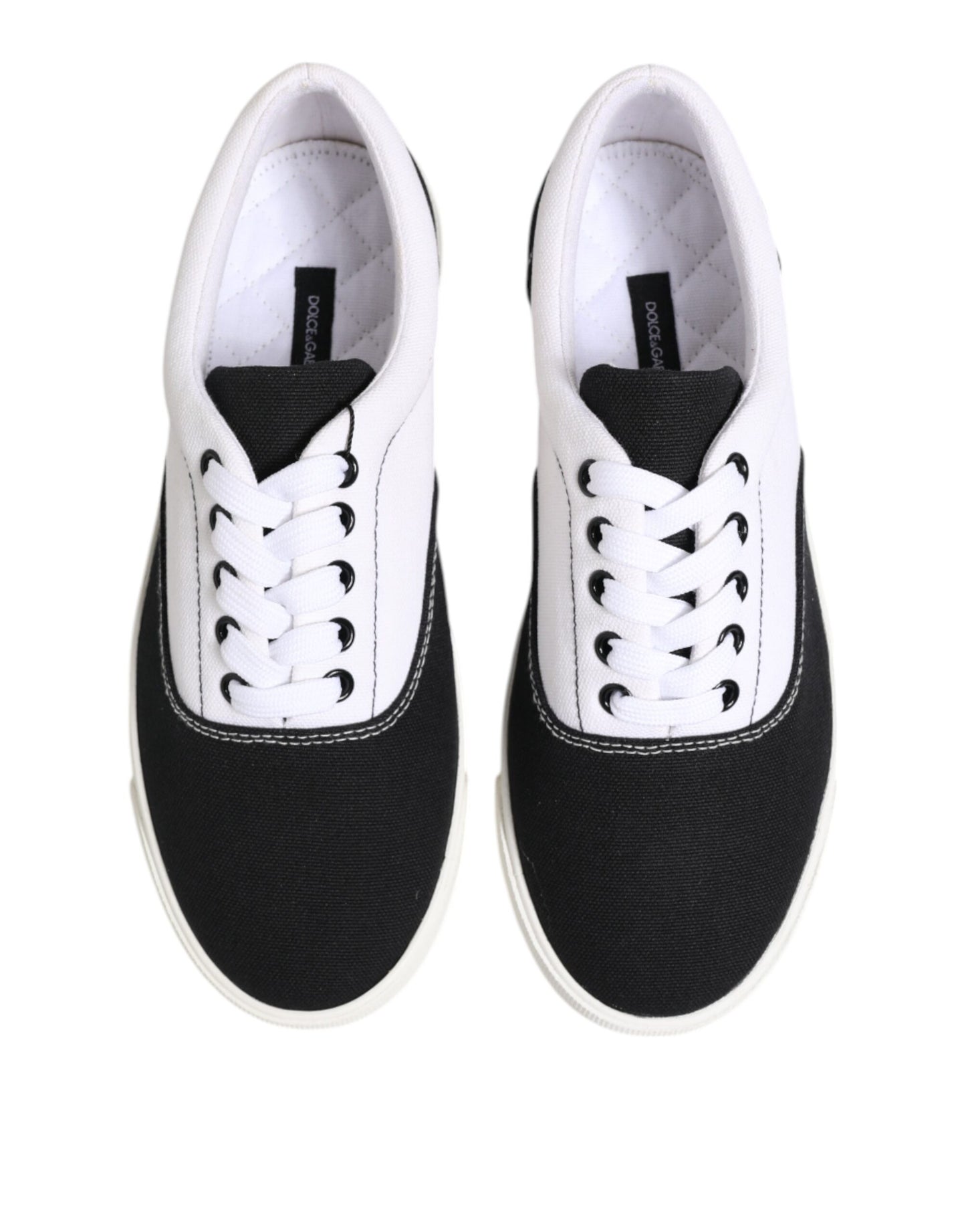 Dolce & Gabbana Black Cotton Canvas Lace Up Men Sneakers