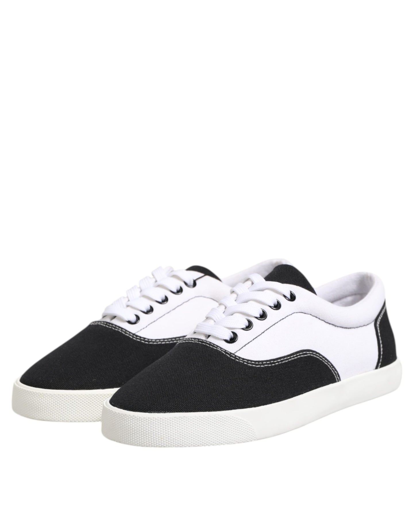 Dolce & Gabbana Black Cotton Canvas Lace Up Men Sneakers