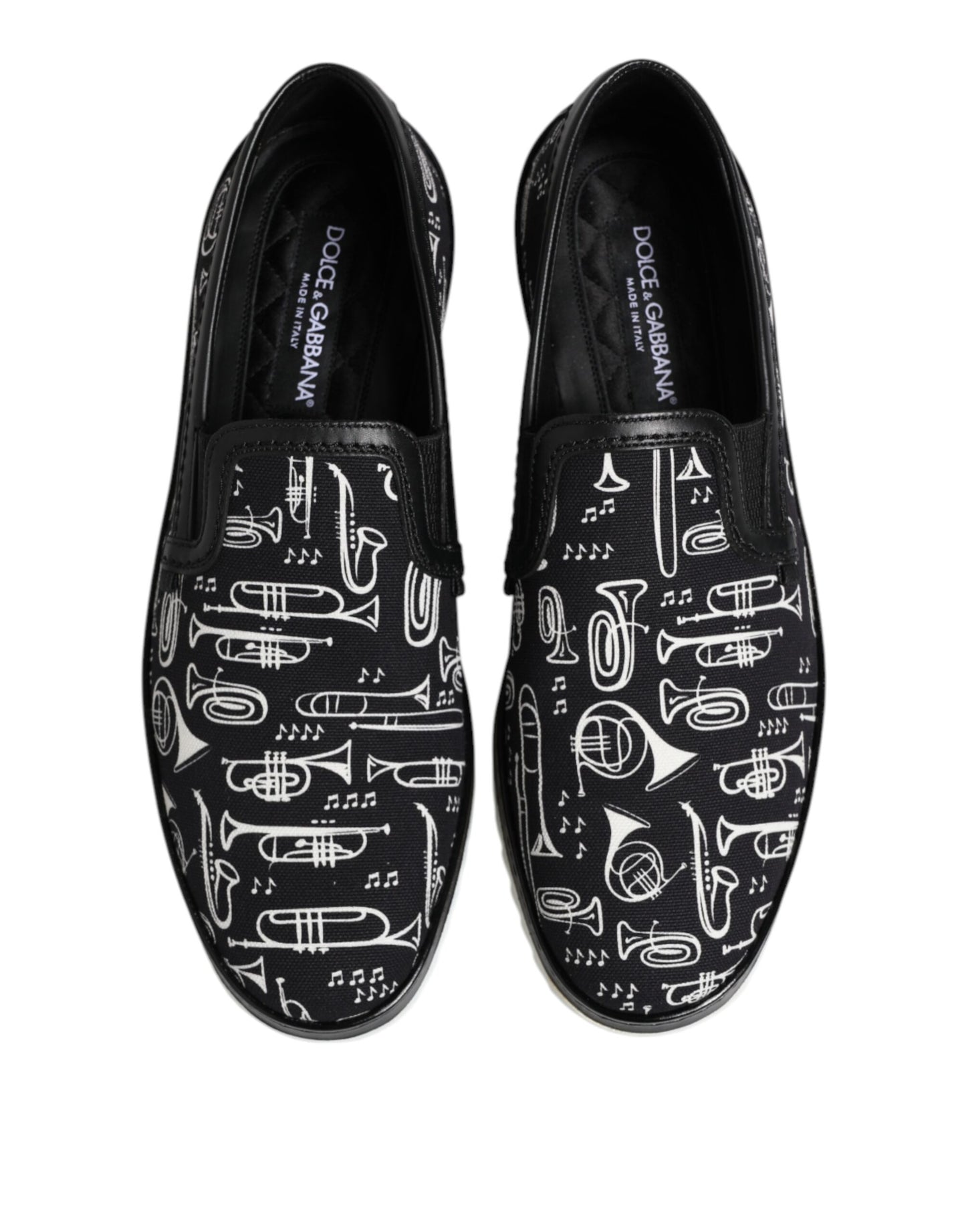 Dolce & Gabbana Black Slip On Printed Men's Loafers