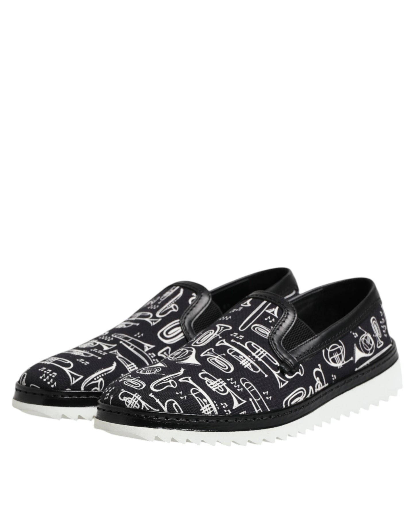 Dolce & Gabbana Black Slip On Printed Men's Loafers