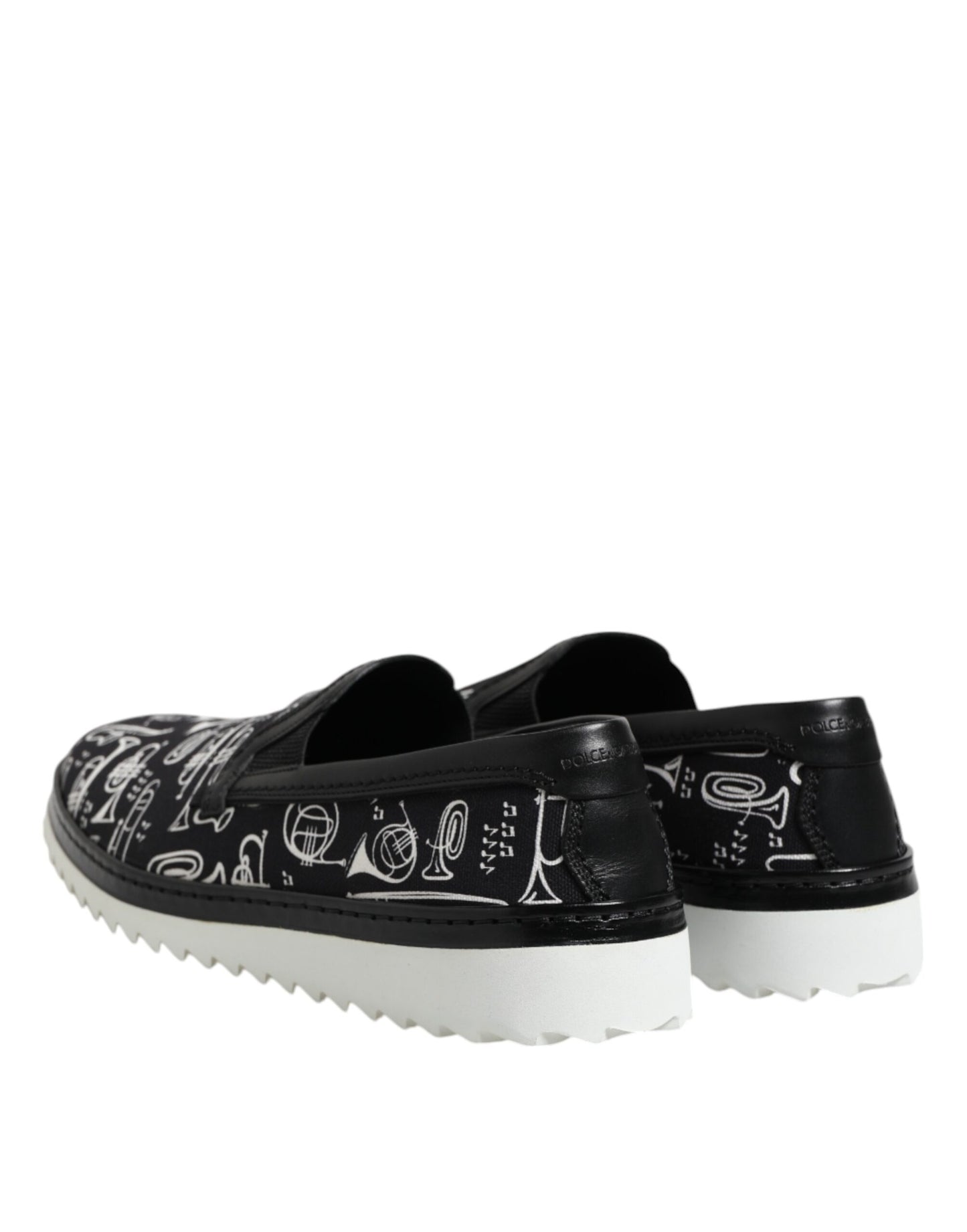Dolce & Gabbana Black Slip On Printed Men's Loafers