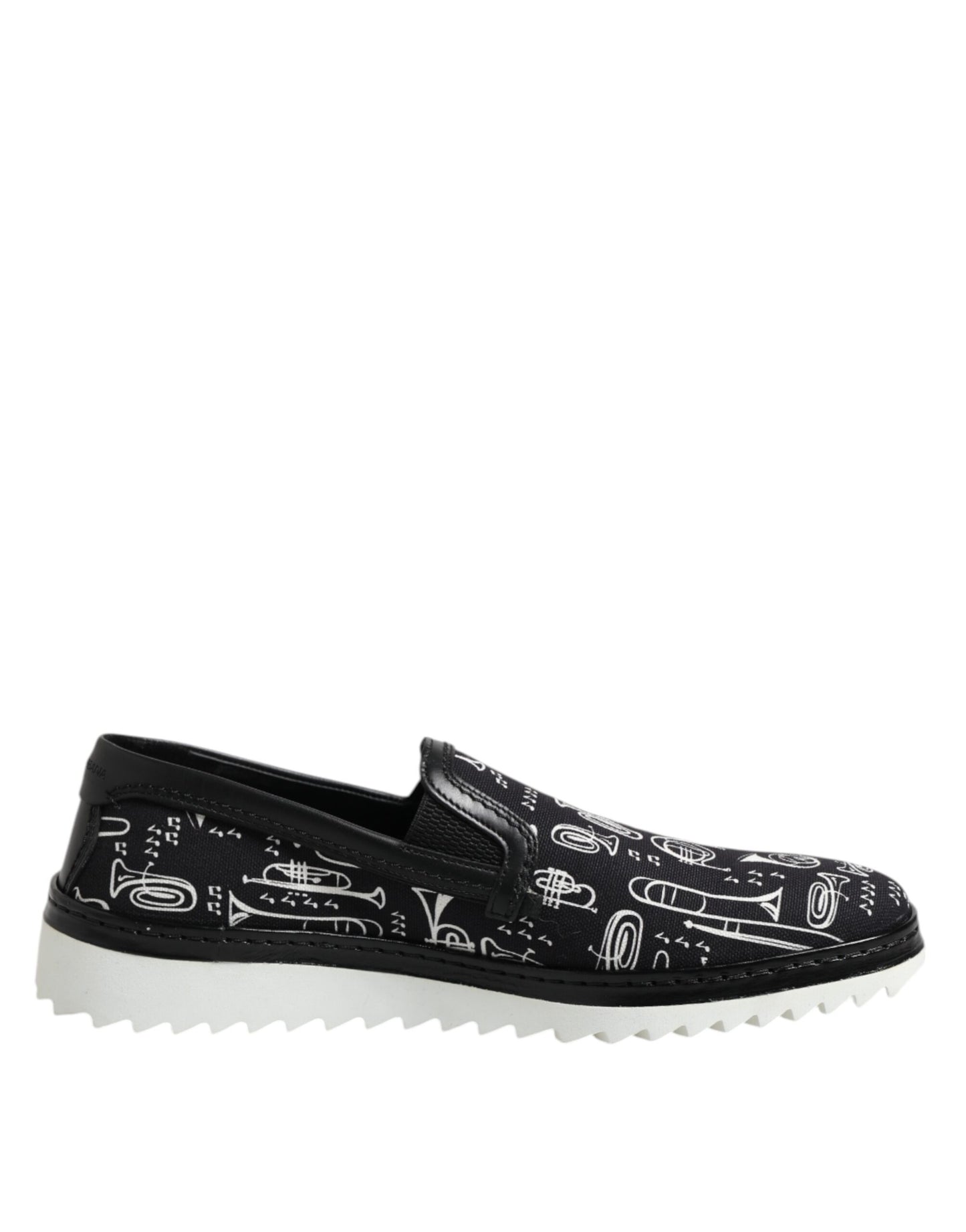 Dolce & Gabbana Black Slip On Printed Men's Loafers