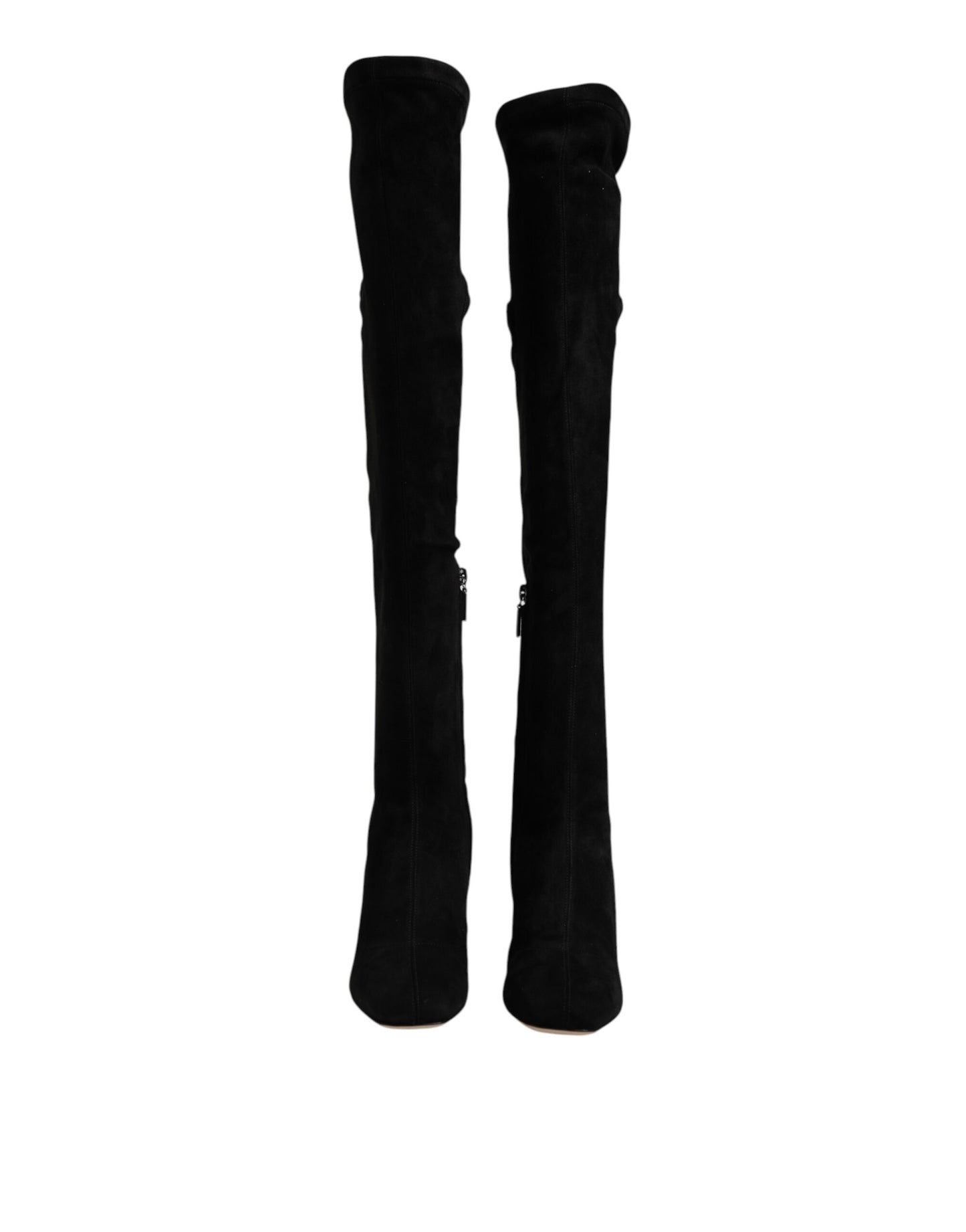 Dolce & Gabbana Black Suede Leather Knee High Boots