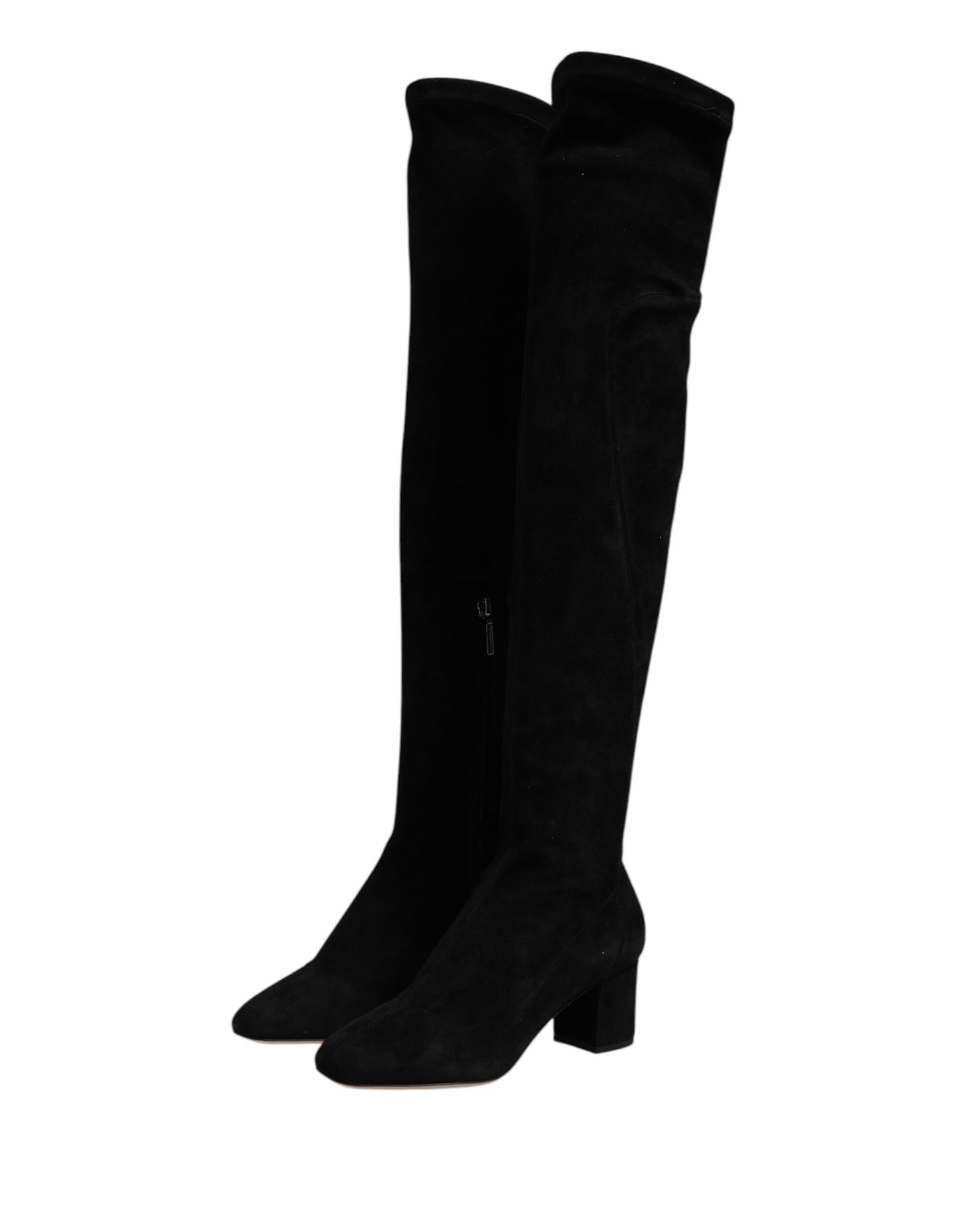Dolce & Gabbana Black Suede Leather Knee High Boots