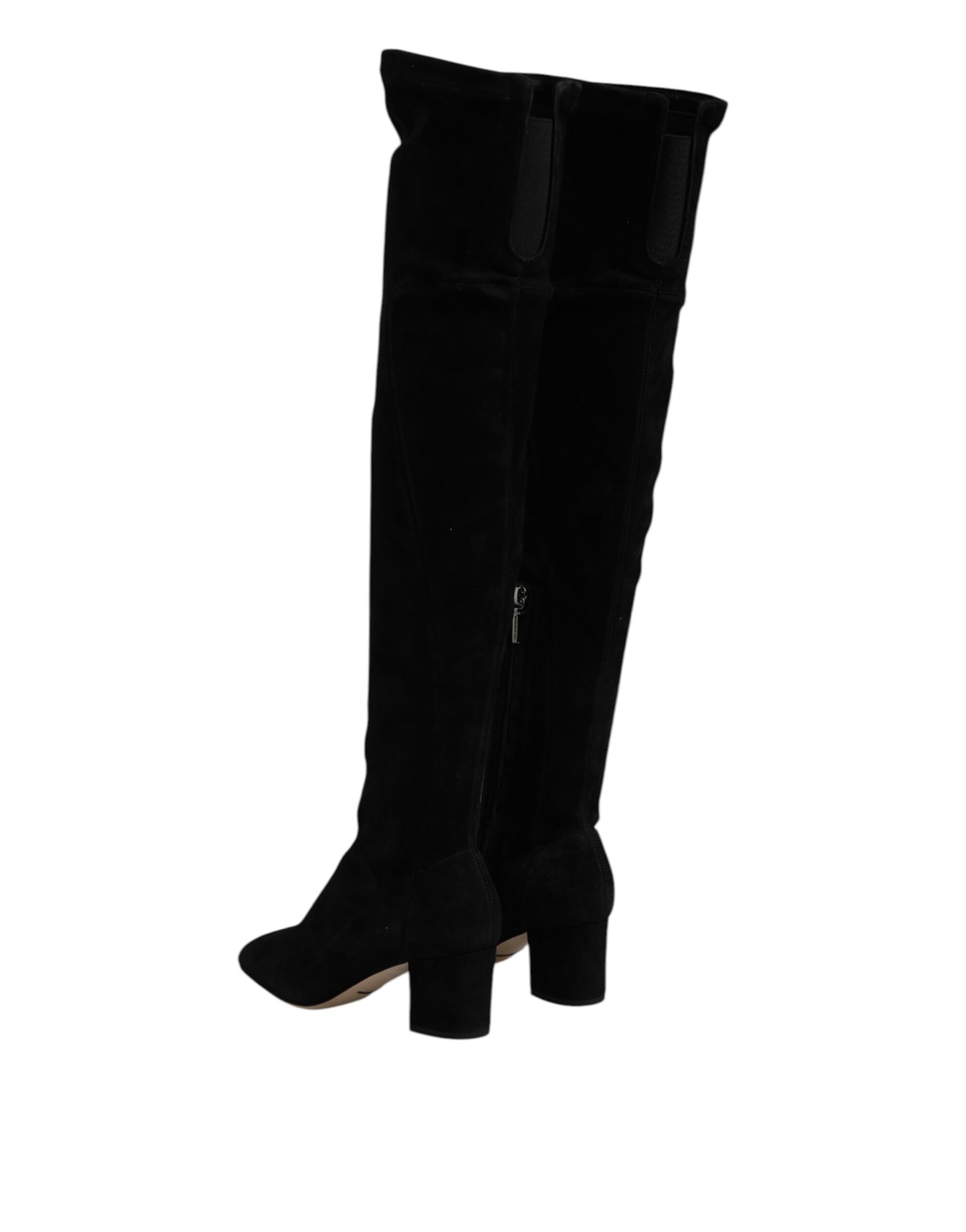 Dolce & Gabbana Black Suede Leather Knee High Boots