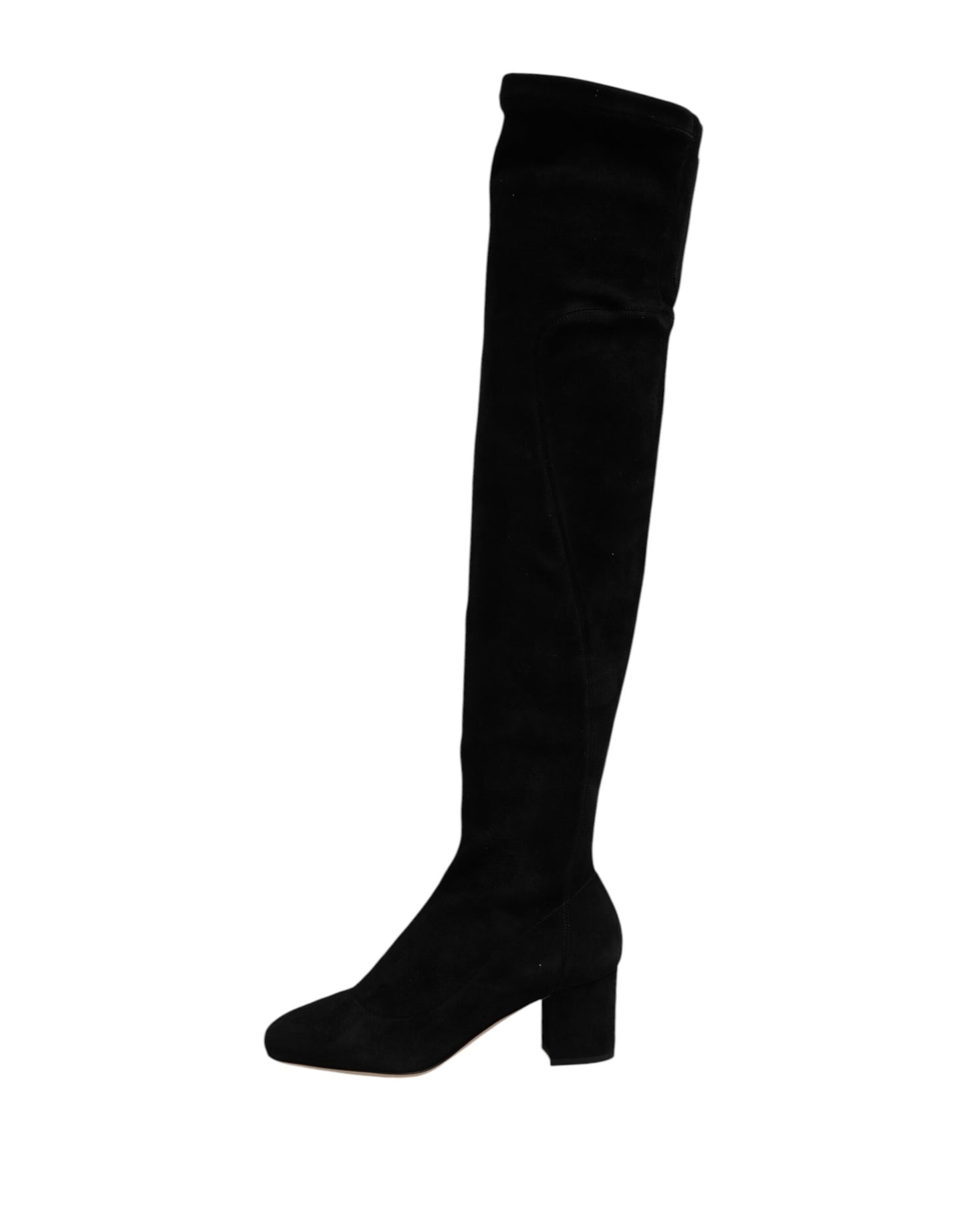 Dolce & Gabbana Black Suede Leather Knee High Boots