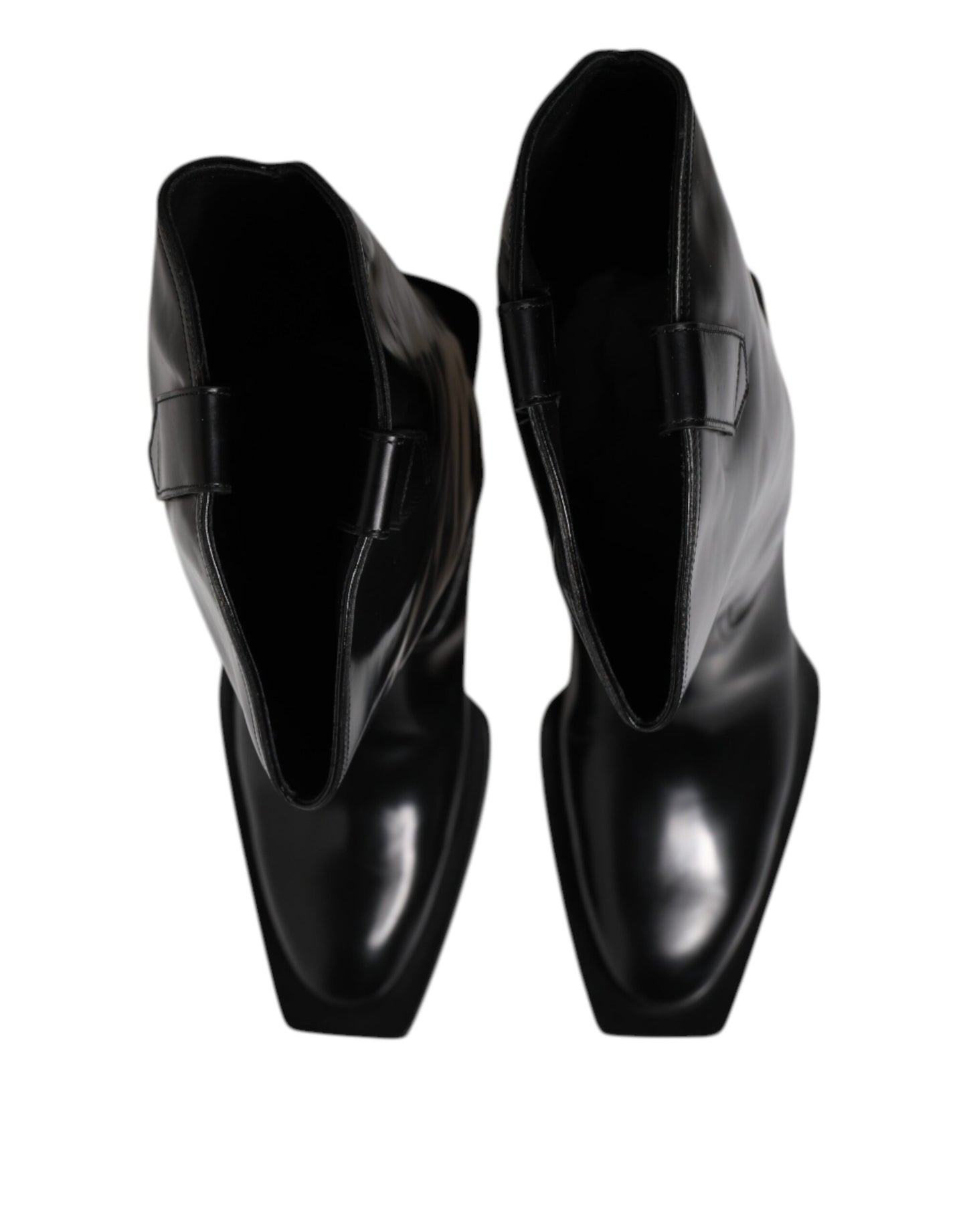 Dolce & Gabbana Black Calfskin Leather Logo High Boots