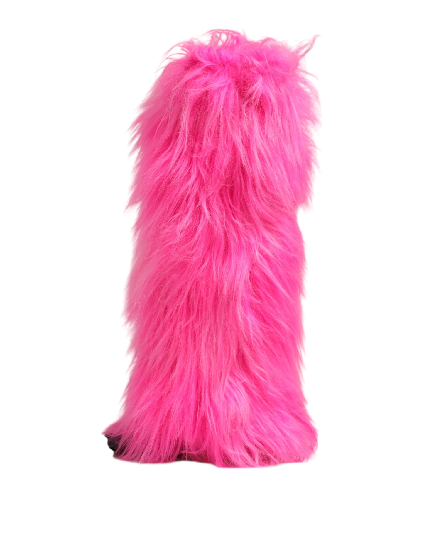 Dolce & Gabbana Pink Faux Fur Leather High Heels Boots