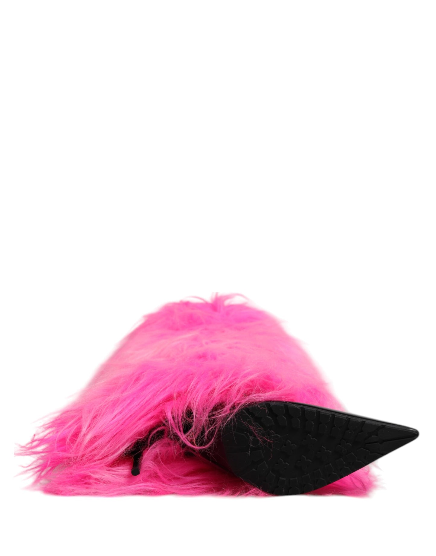 Dolce & Gabbana Pink Faux Fur Leather High Heels Boots