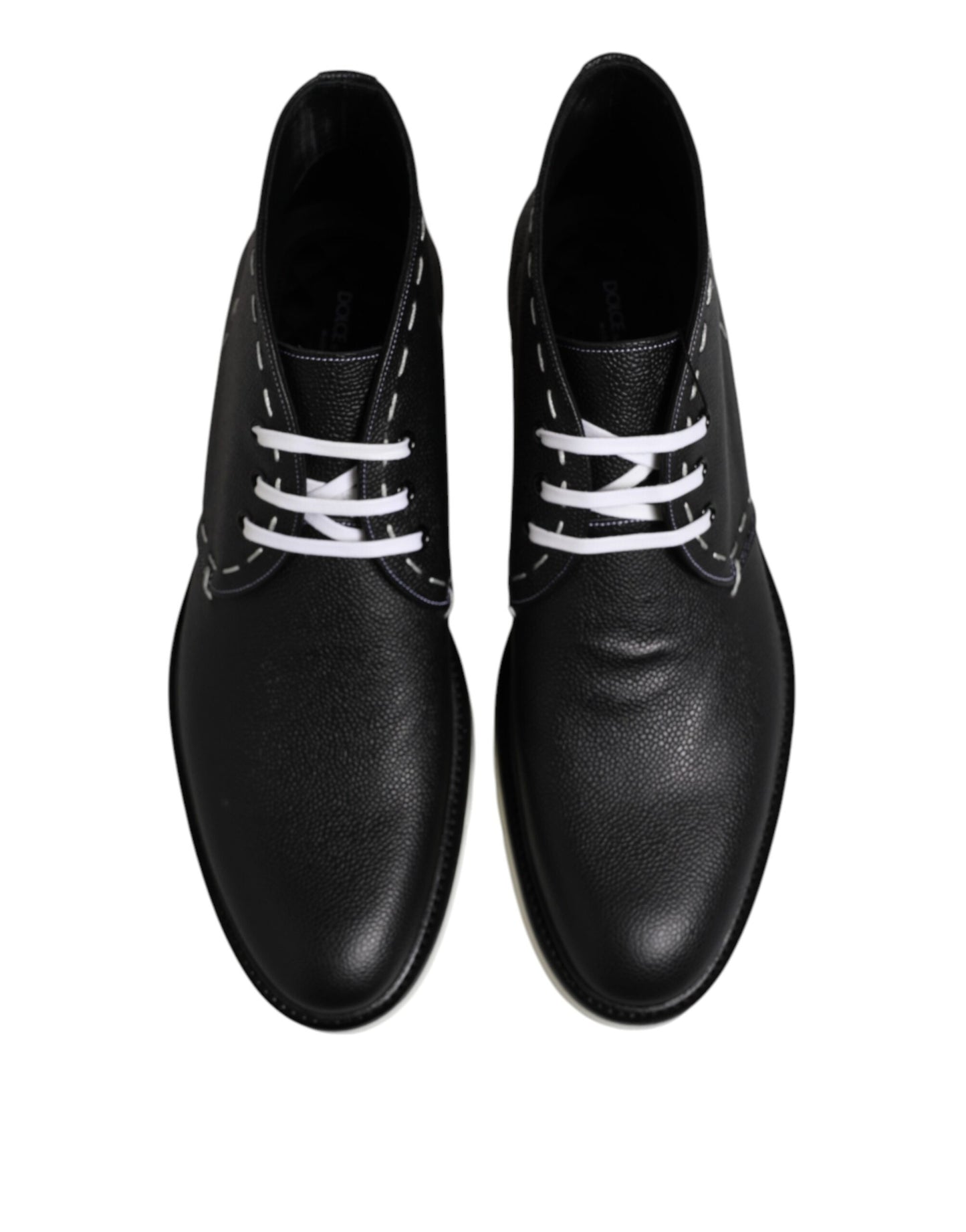 Dolce & Gabbana Black and White Leather Ankle Boots