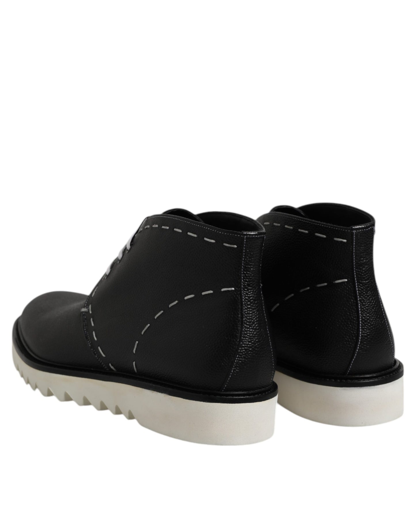 Dolce & Gabbana Black and White Leather Ankle Boots