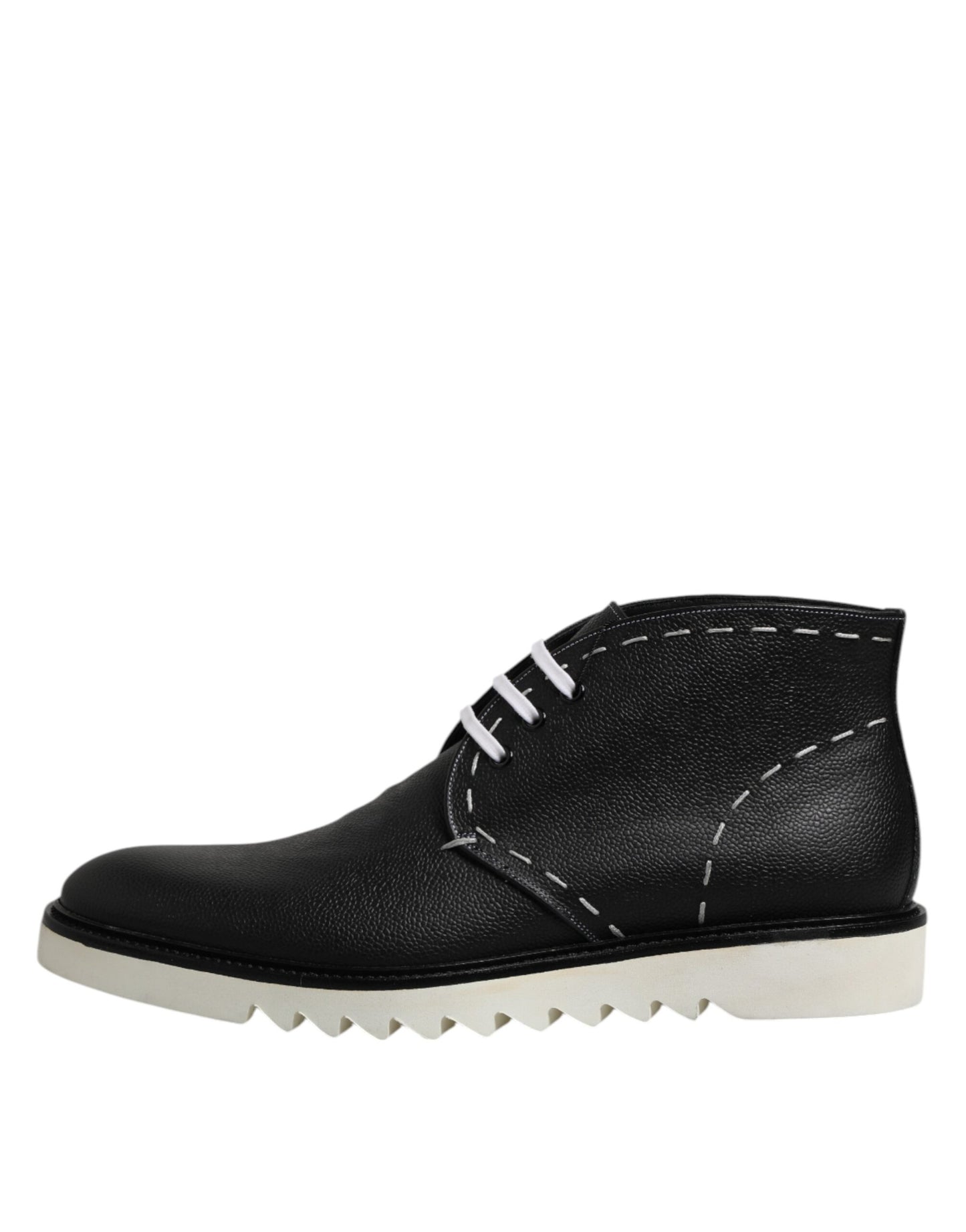 Dolce & Gabbana Black and White Leather Ankle Boots