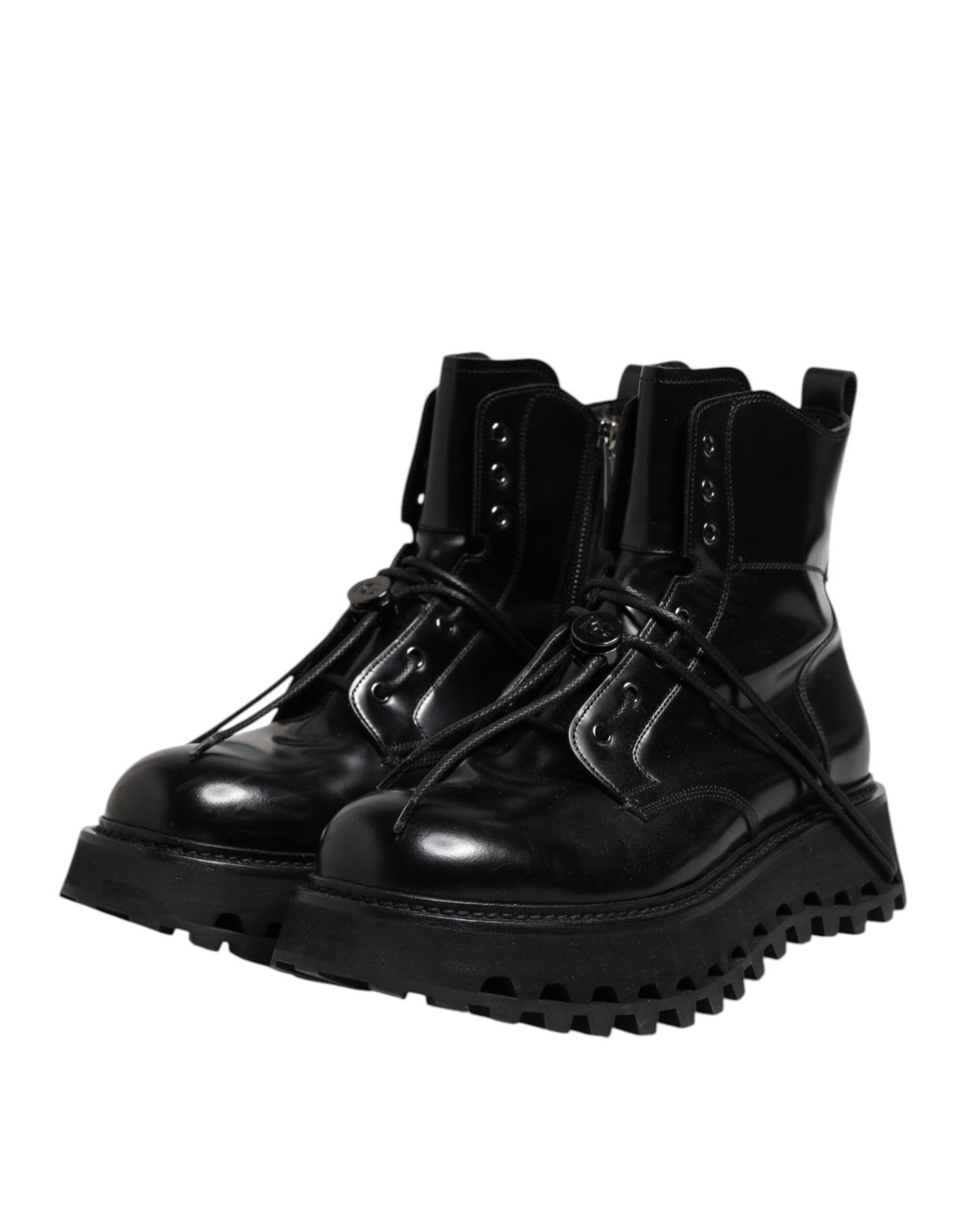 Dolce & Gabbana Black Leather Logo Ankle Boots