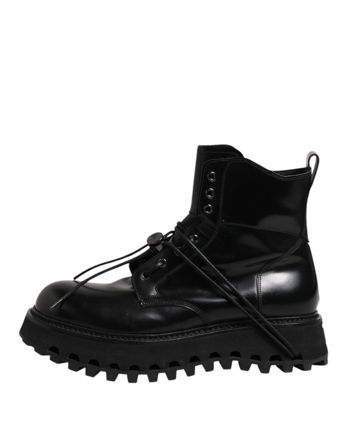 Dolce & Gabbana Black Leather Logo Ankle Boots