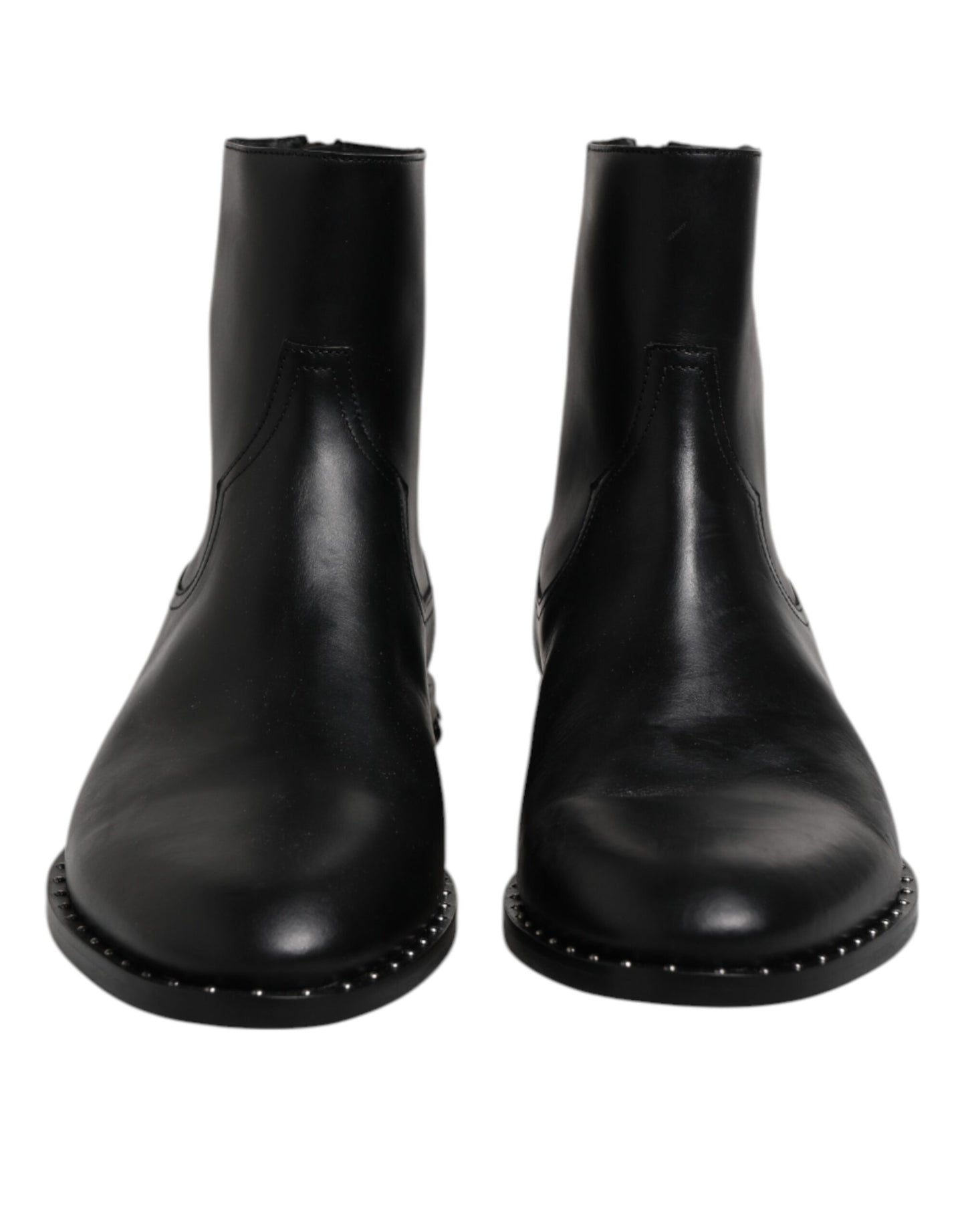 Dolce & Gabbana Black Leather Logo Ankle Boots