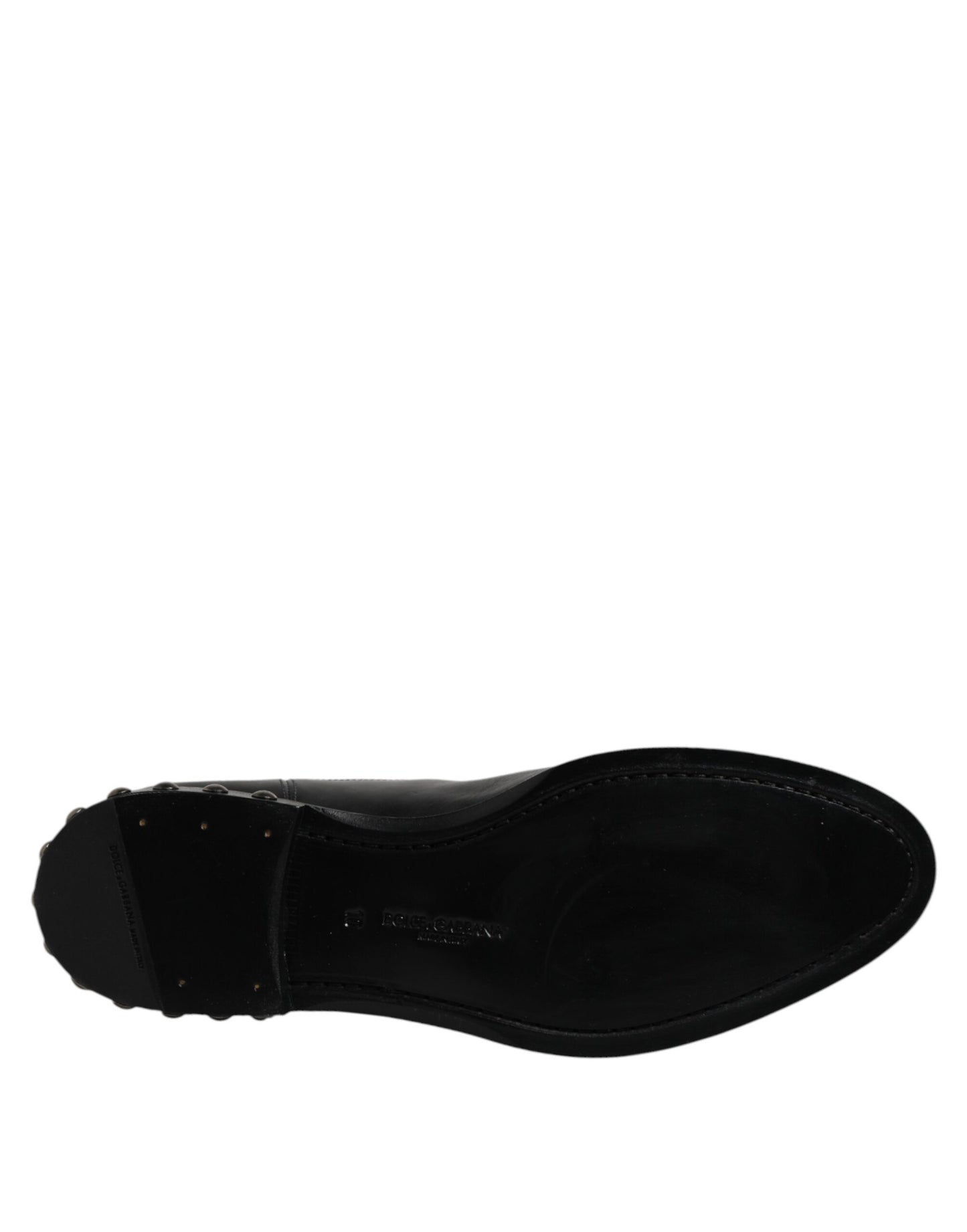 Dolce & Gabbana Black Leather Logo Ankle Boots