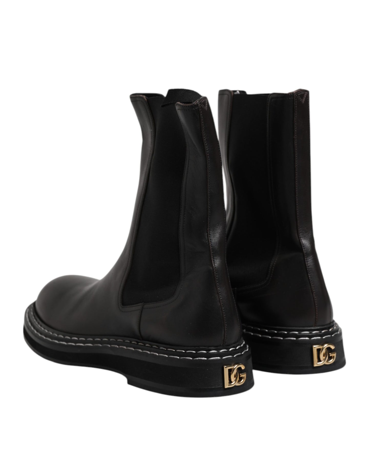 Dolce & Gabbana Black Leather Mid Calf Boots