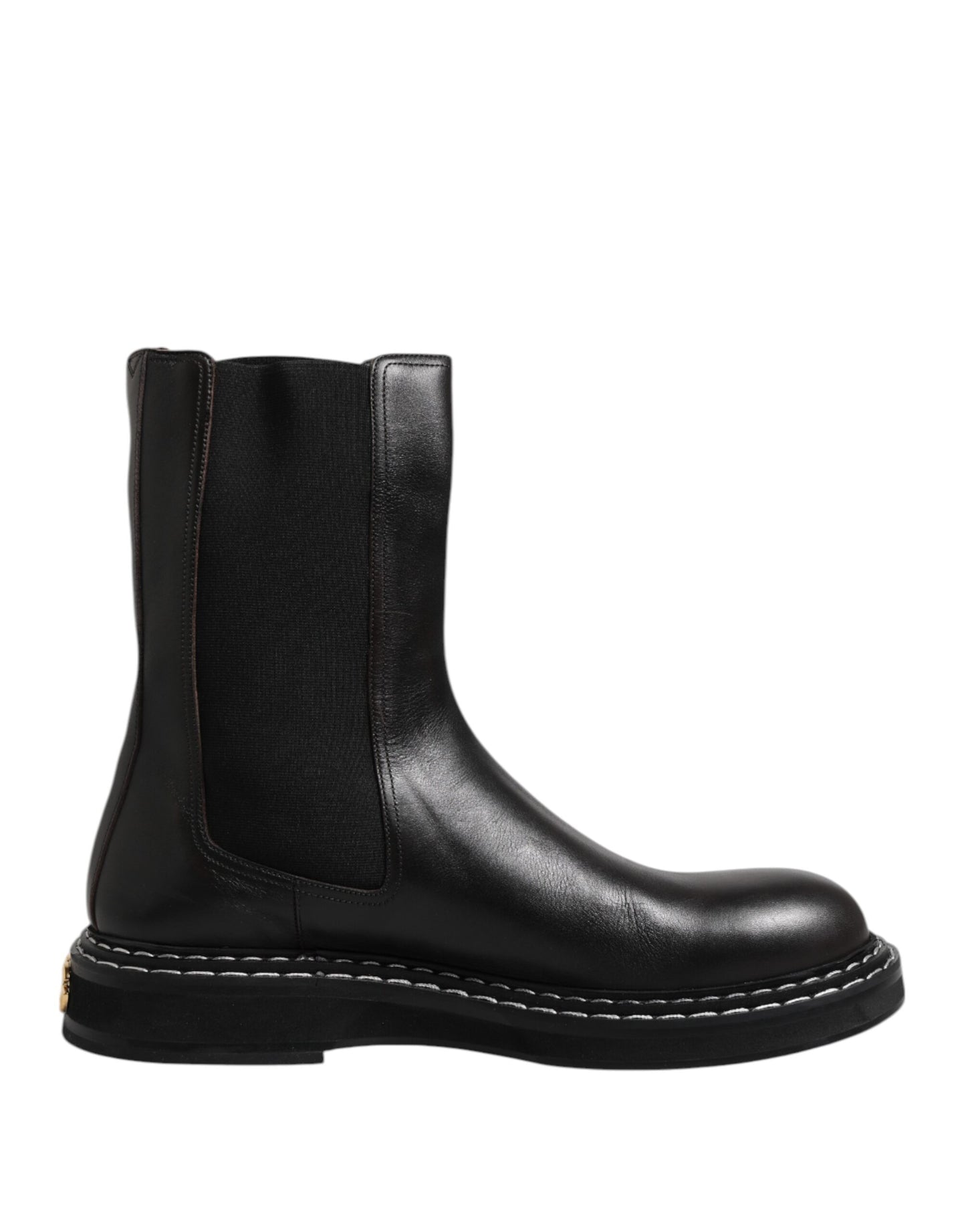 Dolce & Gabbana Black Leather Mid Calf Boots