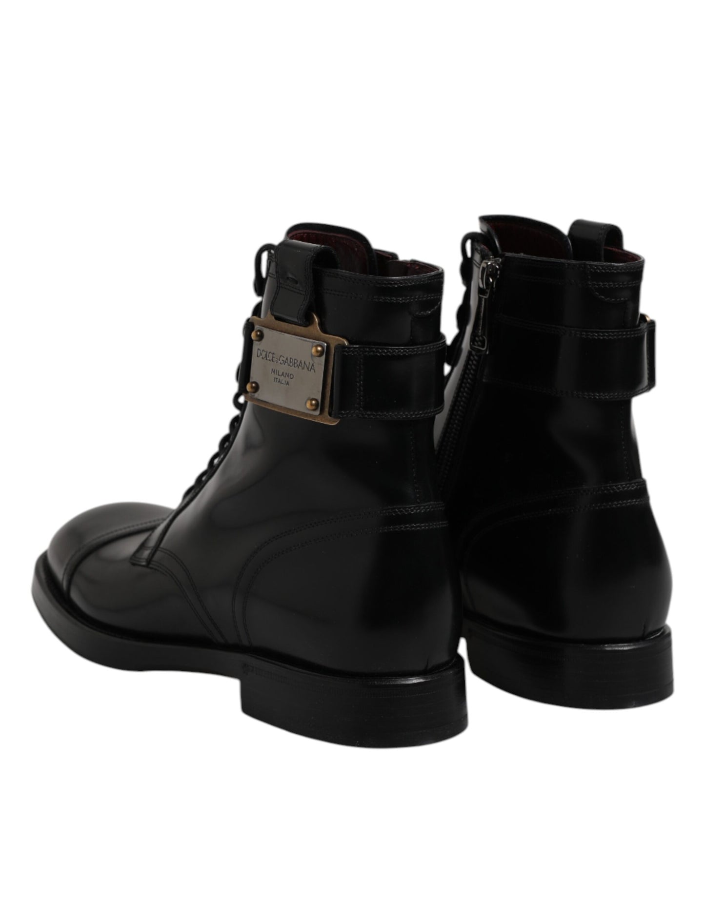 Dolce & Gabbana Black Leather Mid Calf Boots
