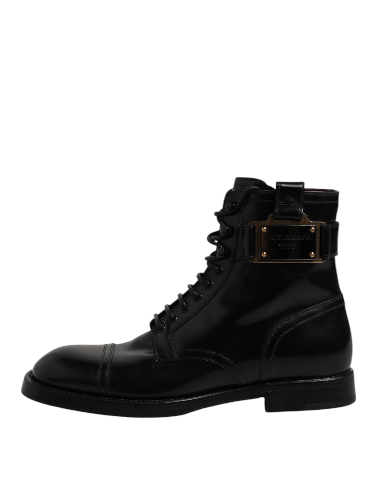 Dolce & Gabbana Black Leather Mid Calf Boots